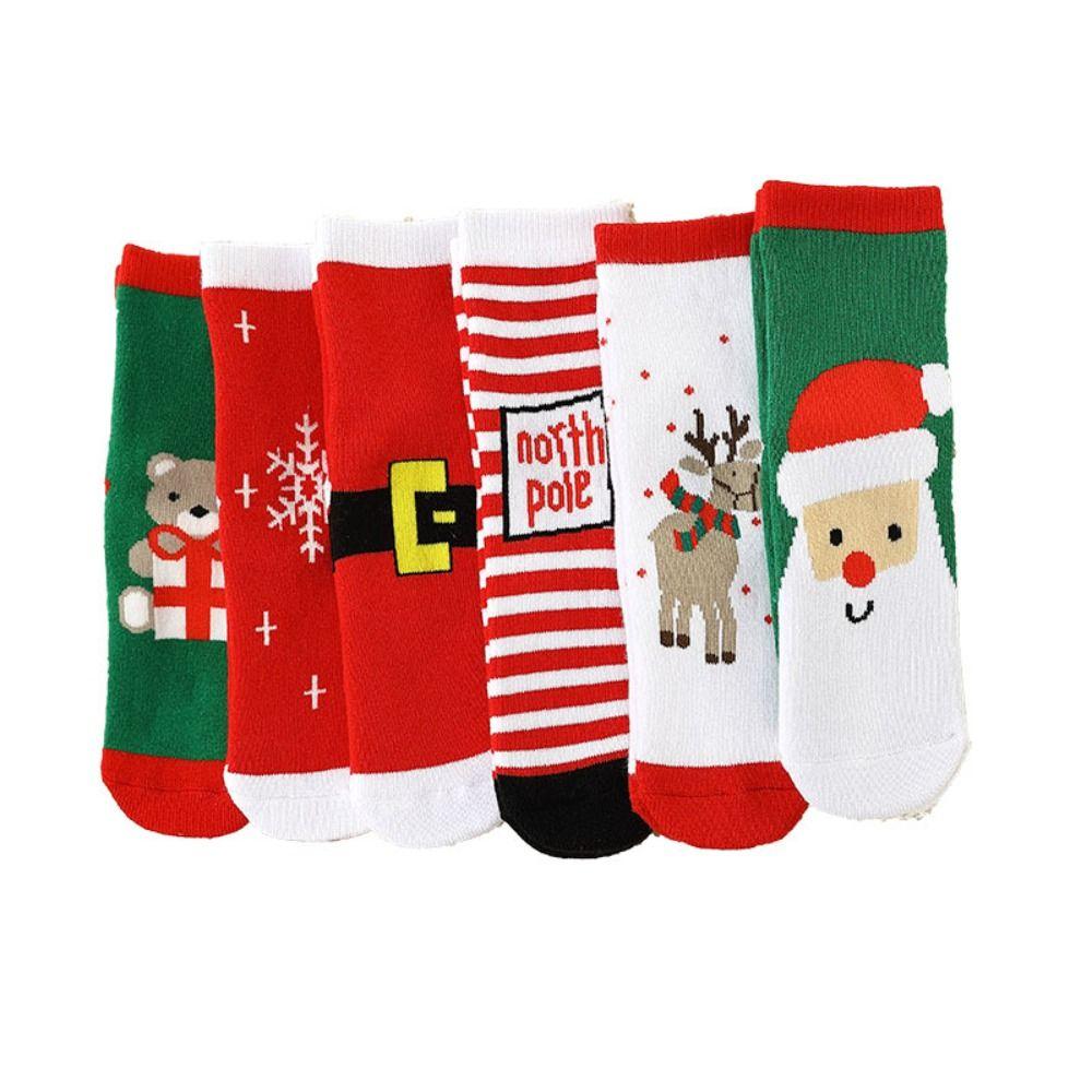 Santa Claus Children Christmas Socks Cotton Mid-Tube Socks Comfortable Cartoon Hosiery  Kid