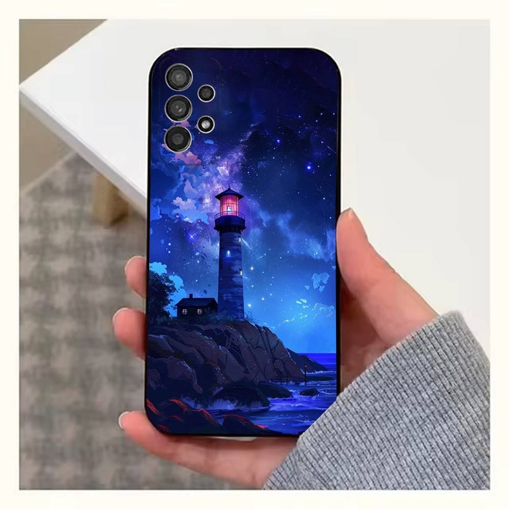 Anime Lighthouse Phone Case For Samsung S25,S24,S23,S22,S20,S21,S10,Ultra,Plus,Lite,FE,Soft Silicone Black Cover