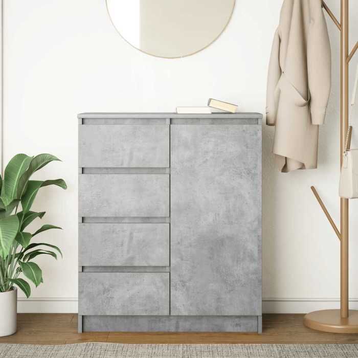 VidaXL Buffet avec tiroirs gris béton 71x35x84 cm bois d'ingénierie, meuble de rangement, buffet, meuble d'entrée, meuble 861583