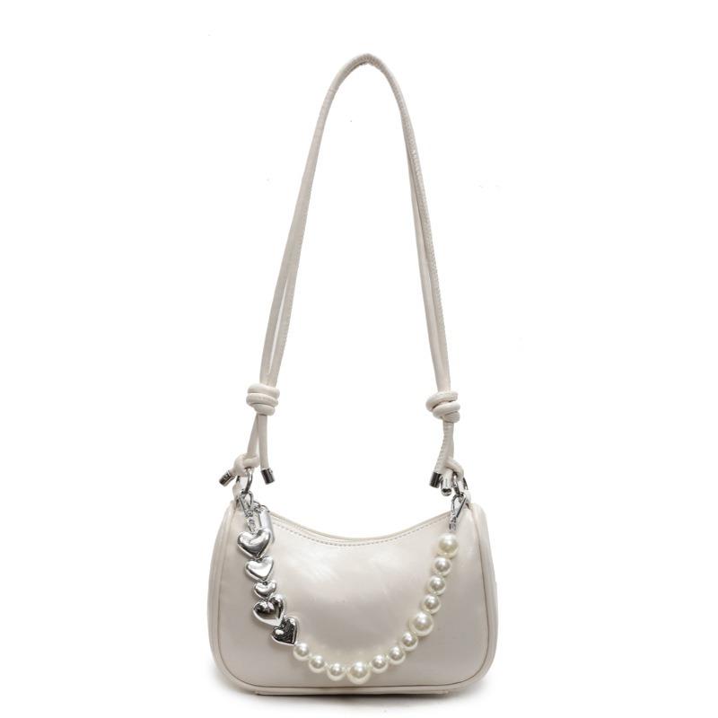 Premium Pearl Chain Underarm Bag Women's Niche Fashion Versatile Simple Style Messenger Bag