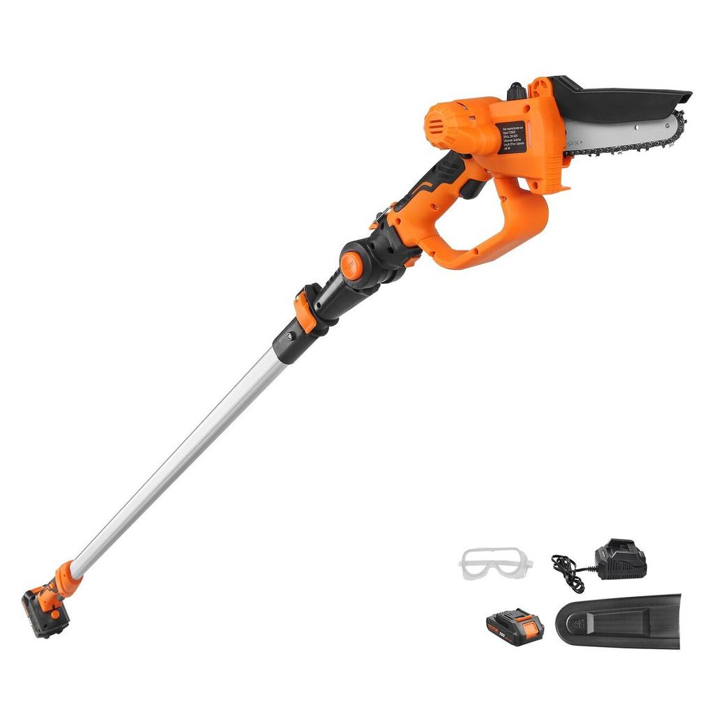 2-in-1 Cordless Pole Saw & Mini Chainsaw, 20V 2Ah Battery Pole Chainsaw, 5" Cutting Capacity 8 Ft Reach Pole Saw for Branch Cutting & Tree Trimming