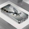 Glass Crystal Eagle Silver Electroplated Glass Phone Case For Samsung Galaxy S25 Ultra S24 S23 S22 Plus Hard Shockproof Cover