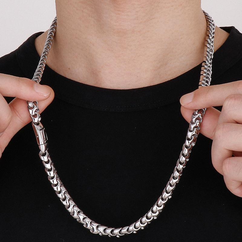 9MM Wide Curb Chain Man Necklace Polished Stainless Steel 50/60/70CM Long Men's Keel Chains Necklaces Choker Wholesale Items