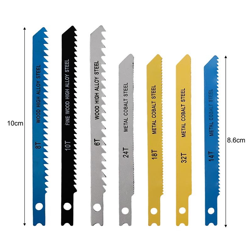 35/7PCS Jig Saw Blade Set Carbon Steel Assorted Saw Blades with U-shank Sharp Fast Cut Down Jigsaw Blade Woodworking Curve Saw