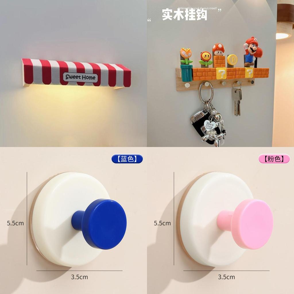 Super Mario Bros Cartoon Wall Hooks With Wireless Charging Light For Entryway Storage Organizer