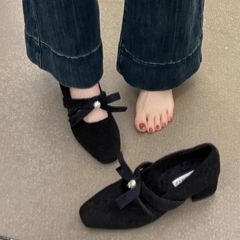 2025 Shallow Mouth Square Toe Women Autumn Casual Female Sneaker Bow-Knot Shoes Elegant Flats Modis Fall Butterfly New on Heels