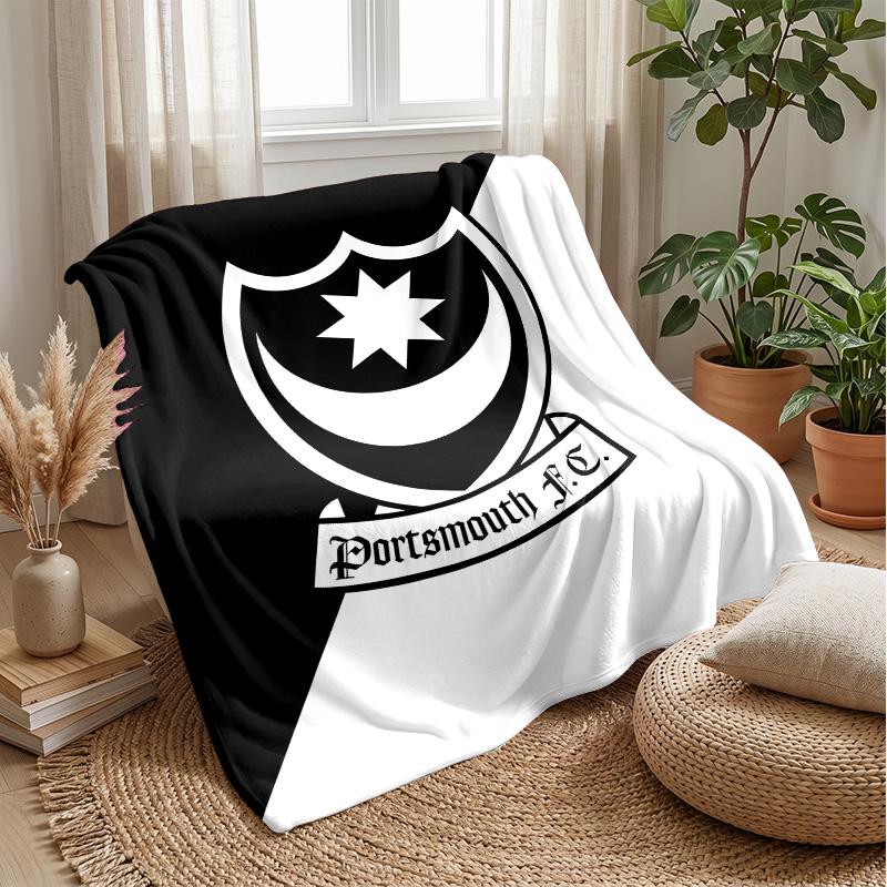 Coperta Morbida in Pile Flanella Portsmouth FC Leggera Accogliente Calda Coperta da Lancio per Divano Letto Decorazione Casa