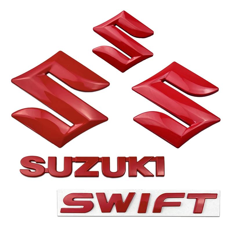 for SUZUKI Swift Metal 4pcs 5pcs Car Front Emblem Rear Trunk Logo 3D Badge Steering Wheel Sticker Modified Letter Decoration