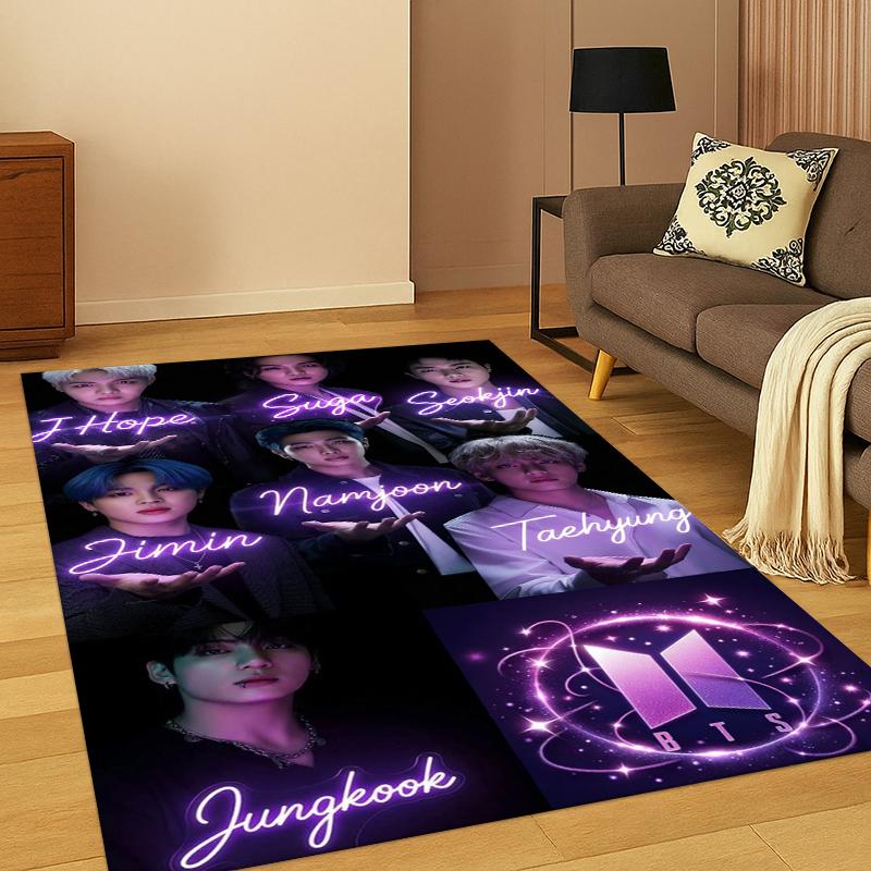Fashion B-BTS Kpop Soft Area Rug for Bedroom Living Room Sofa,Non-Slip Carpet for Kids,Cozy Floor Mat Doormat Home Decor