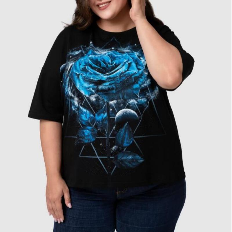 T-shirt da Donna Estive Casual Manica Corta Top Girocollo T-shirt Moda Streetwear Abbigliamento Oversize Femminile T-shirt con Gatto Cartone Animato