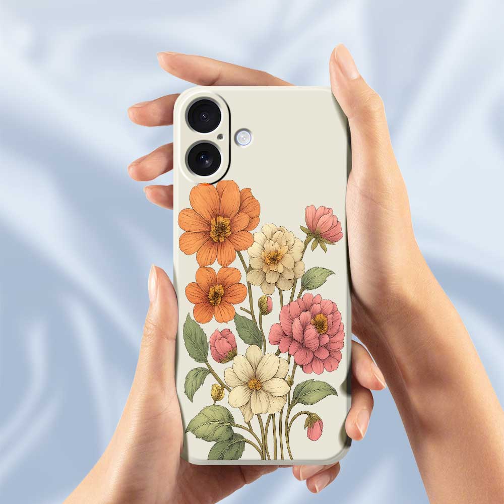 For iPhone 17 Case Beautiful Flowers Pattern Printing Straight Edge TPU Phone Back Cover