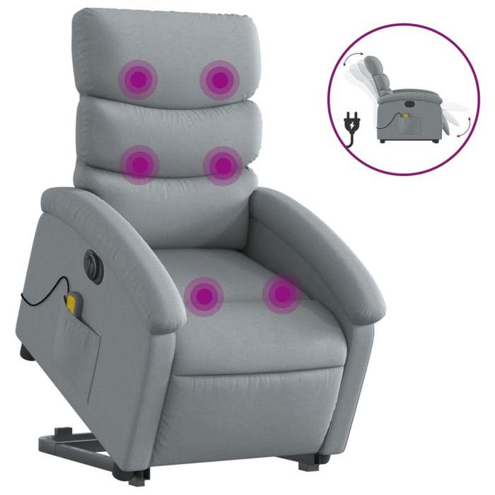 VidaXL Electric Massage Recliner, Relaxation Chair with Adjustable Backrest and Footrest, Seat of 3204014