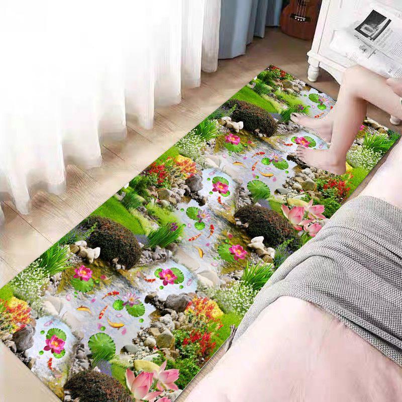 Bettvorleger Schlafzimmerteppich Blumenlandschaft Bettvorleger Bodenteppich Zimmer Langer Teppich Couchtischteppich