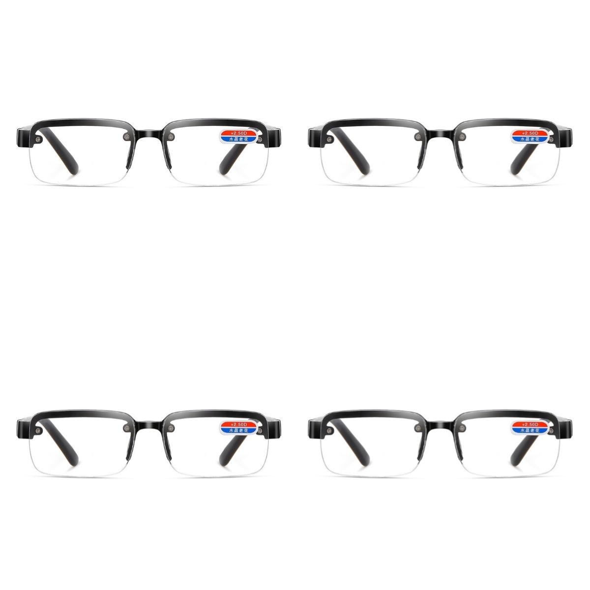 

Очки для чтения с безободковой оправой для женщин/мужчин, полуободковые квадратные очки, бизнес-очки высокой четкости от +100 до +400 4.0