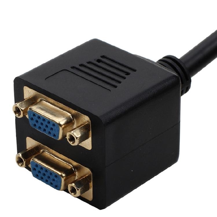 VGA Signal Splitter 1In 2Out 25cm Cord 1080P For Double Display Setups Computer Projectors Video Cable Splitter