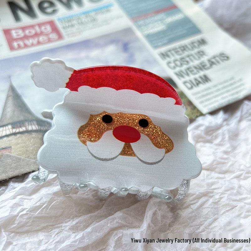 Weihnachten Schneemann und Weihnachtsmann Haarspangen - Festliche Krallen- und Haiklammern für Pferdeschwänze und Hochsteckfrisuren