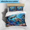 Cartoon Sea Turtle Artwork 3pcs Bedding,Including 1pc Duvet Cover And 2pcs Pillowcases Perfect for Christmas,Ideal for Bedroom, Dormitory