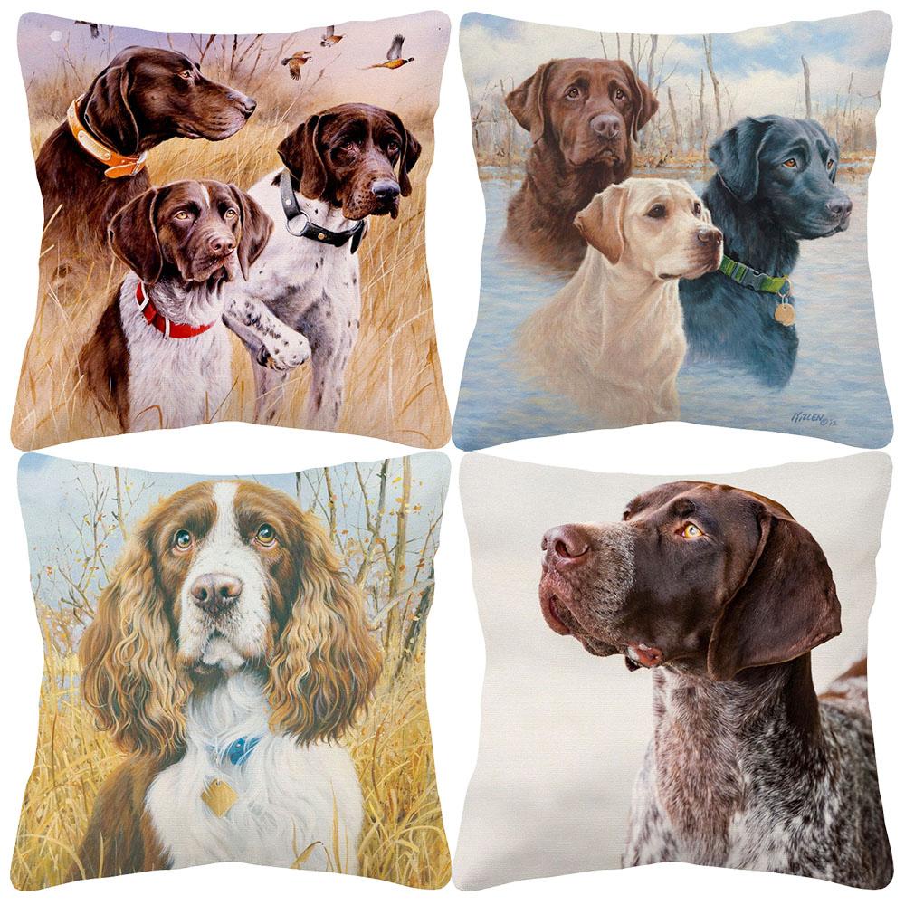 Jessica Chen Unisex Yellow German Shorthaired Pointer Dog Labrador Cushion Cover Home Decorative Sofa Throw Pillow Case