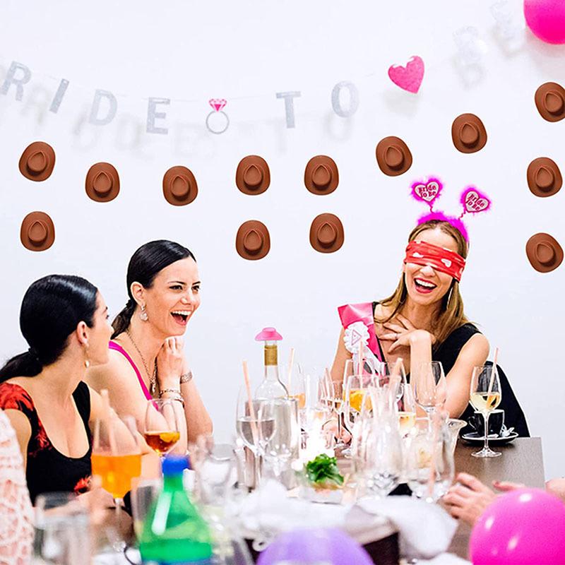 10Pcs Mini Cowboy Hats Bachelorette Party Favors Birthday Wedding Hen Do Accessories Doll Hats Shooter Toppers