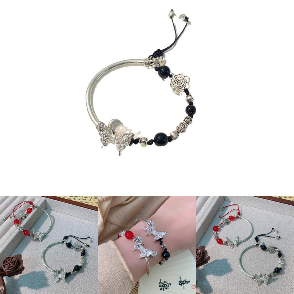 Exquisite Rose Butterfly Bracelet Womens Luxury Chic Design Vintage Style