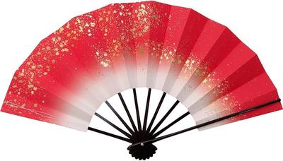 Dance Galaxy Black Lacquered for Dancing Fan, Red, 9.5 Inches, Bone,