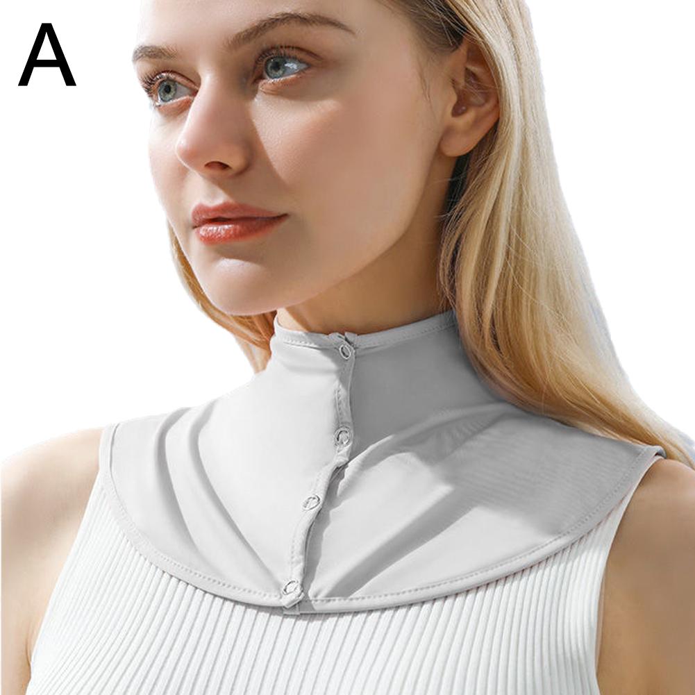 Women Anti-UV Fake Collar Shawl Cooling Neck Wrap Pullover Shoulder Neck Gaiters Ice Silk Sunscreen Outdoor Solid Color Protect