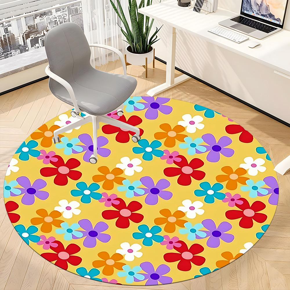 1pc Flower Pattern Chair Carpet for Office Non-Slip, Machine Washable Rug for Office, Room - Holiday Decor, Machine Made yy251016044