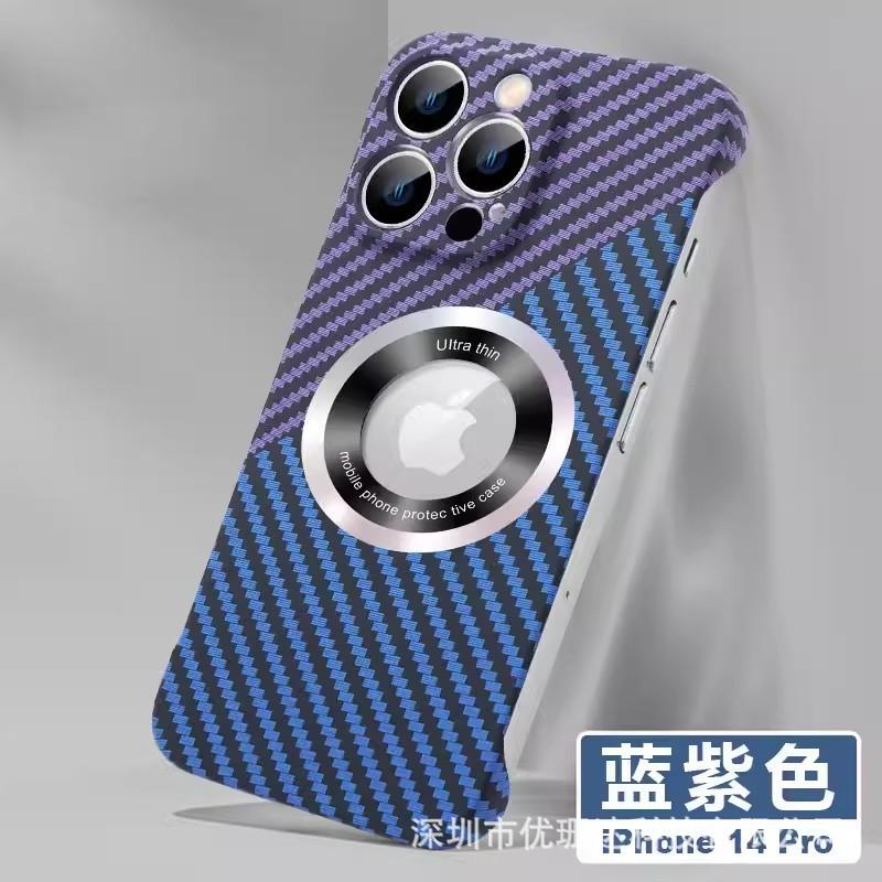 Applicable iPhone11promax borderless carbon fiber pattern magnetic mobile phone case Apple 11 magnifying glass 11 sheath
