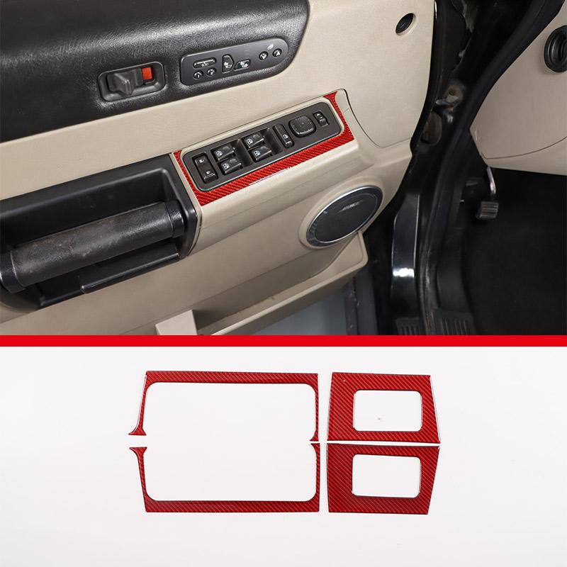 Red Soft Carbon Fiber Door Handle Steering Wheel Gear Shift Trim Cover Stickers Fit For Hummer H2 2003-2007 Interior Accessories