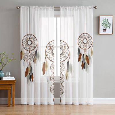 Traumfänger Aquarell Feder Muster Tüll Vorhänge für Wohnzimmer Küche Sheer Voile Vorhang Schlafzimmer Fenster Panele