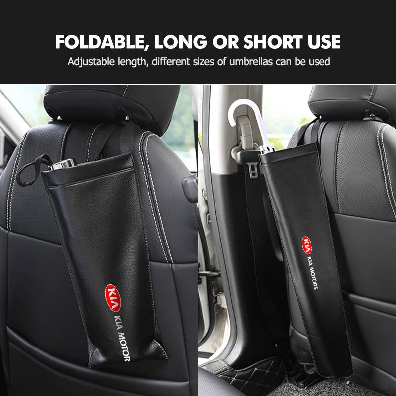 Cogpkw1 For KIA Car Waterproof Umbrella Storage Bag PU Leather Cover Umbrella Organizer Holder Spectra Sedona Cadenza Proceed Sephia
