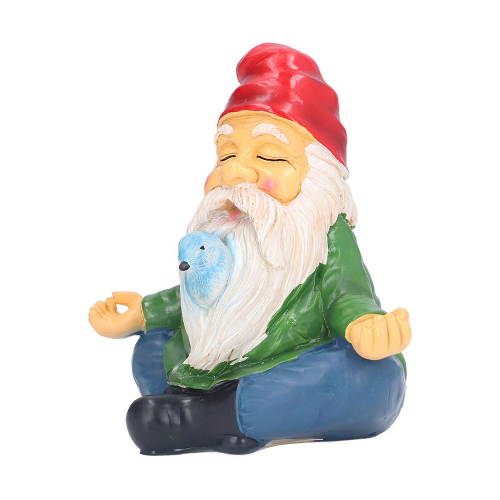 Meditating Dwarf Ornament Resin Hand Craft Garden Zen Gnome for Patio Backyards Decoration