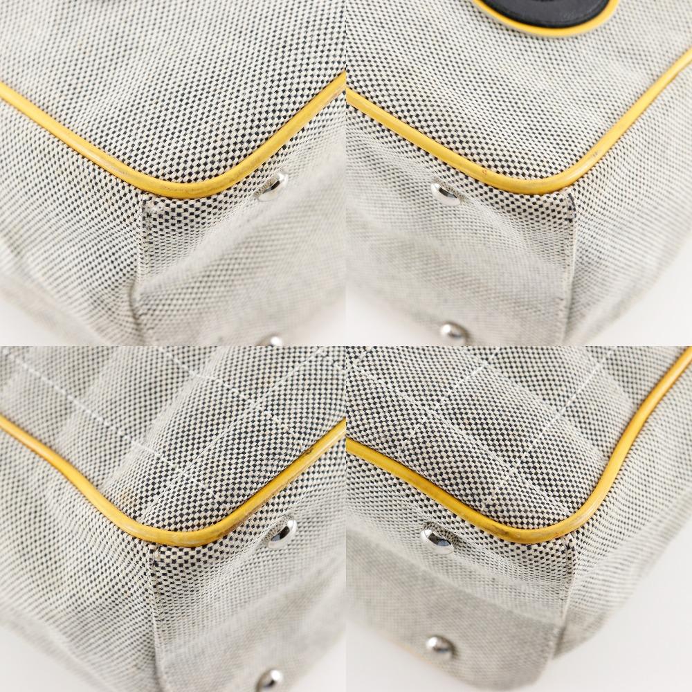 Chanel Camellia NO5 Tote Bag Chocolate Bar Chain Tote Gray/yellow Canvas Women Used