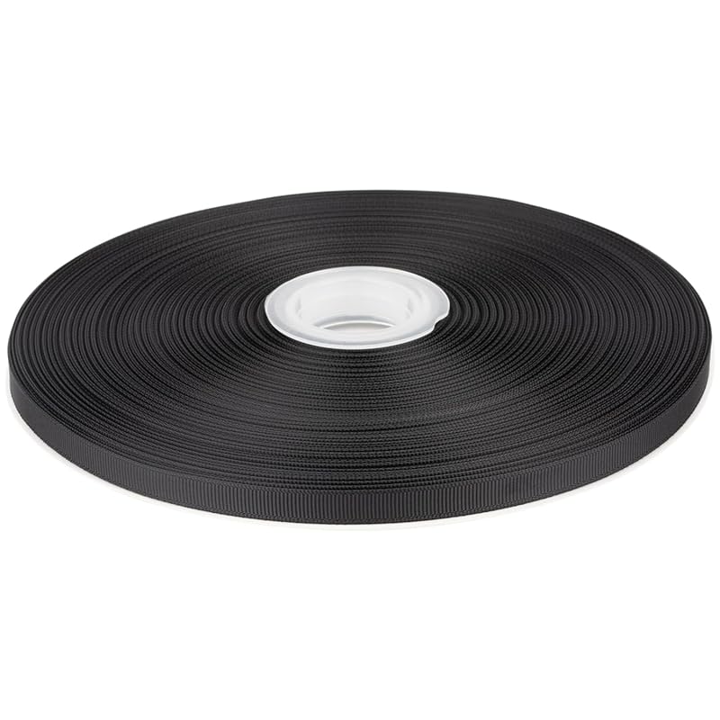 

[Tekdeere]Width 9mm solid black grosgrain ribbon, perfect for gift wrapping, sewing, hair accessories, wedding decorations - 91m/roll