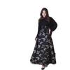 Elegant Long Sleeve Maxi Dress With Gold Foil Print Lantern Sleeves A-Line Skirt Women 2025