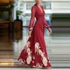 Women's Long Mesh Splicing Slim Fit Dress, Versatile Printed Maxi Dress for Casual Wear