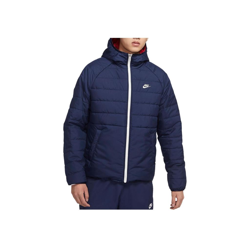 Nike Therma-Fit Legacy Waterproof Reversible Warm Hooded Cotton Jacket Men Outerwear Red Blue DH2784-687