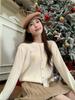 2024 Stylish Red Gold-Buckled Christmas Sweater Jacket for Women