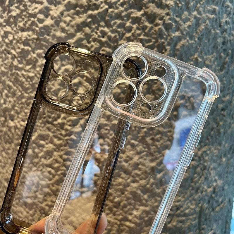 Applicable To IPhone14Pro Mobile Phone Case Transparent Four Corner Anti-fall Apple 15 Space Shell 13P Acrylic Protection Case