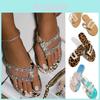 Women's Casual Summer Flat Shoes Glitter Slipper Slip On Leopard Print Sandals