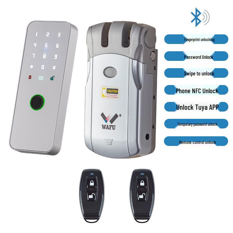 Wireless Remote-Control Smart Lock with Invisible Design and Electric Bull Head Lock for No-Drill Installation