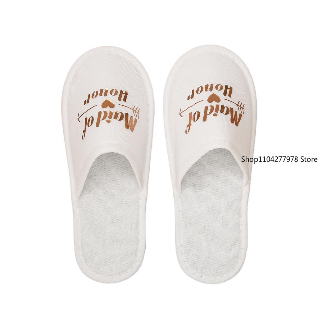 Fashion Bride Bridesmaid Slippers,Wedding Party Disposable Slippers Bridal Party Slippers Set, Lightweight Cozy Soft Sole Flats