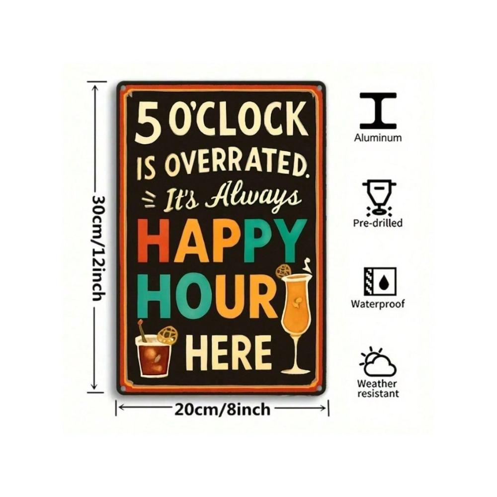 Retro 5 Uhr Metall Wandkunst Vintage Bar Dekor Schild