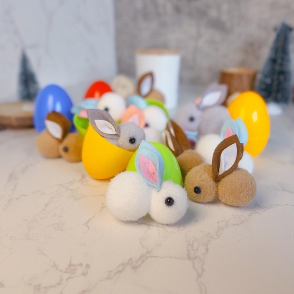 16PCS Cartoon Easter Rabbit Eggs Happy Easter Colorful Plastic Eggs  Home Decoration