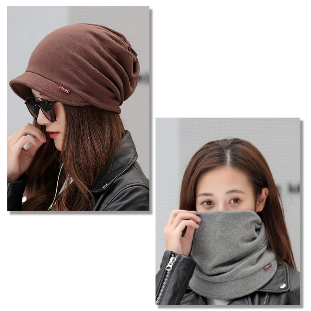 CHROME CRANE Knit Neck Warmer with Stylish and CB024 Women's Hat, Headband, Brim, Casual, (02.Black)