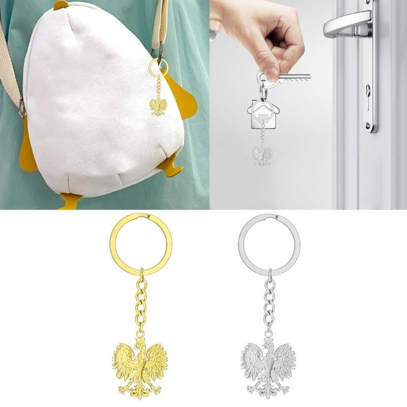 Vintage Poland Eagle Pendant Keychain for Men Women Gold Silver Metal Animal Backpack Keyring Ethnic Key Chain Rings