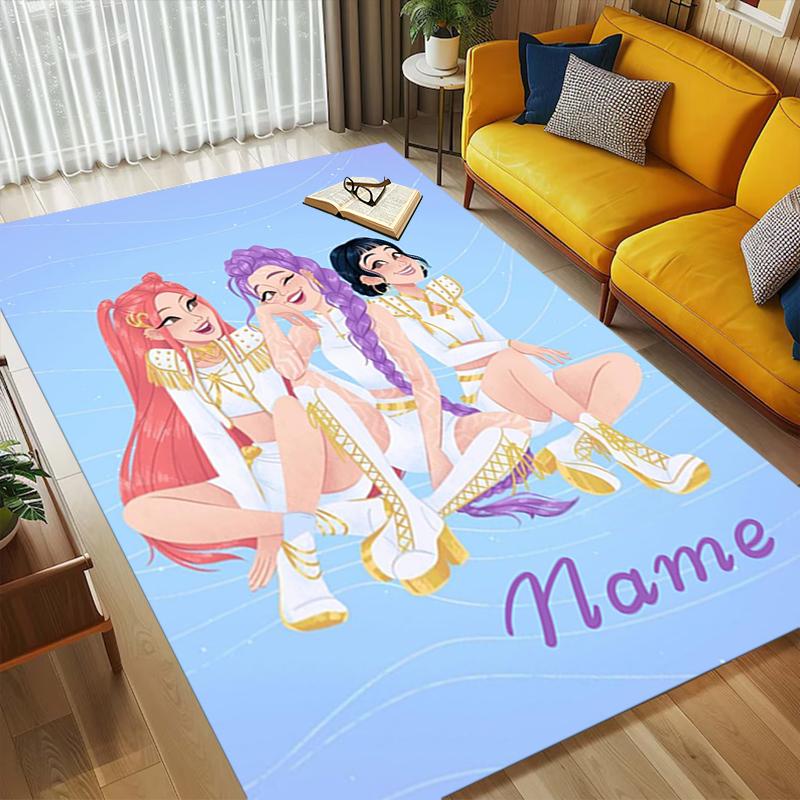Custom Name Fantasy Heroes Living Room Non-Slip Area Rug Soft Carpet for Bedroom Kids Playroom Sofa Office Home Decor Doormat