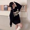 Gothic Sweaters Women Harajuku Punk Knitted Stripes Jumper Vintage Plus Size Loose Long Sleeve Pullover Tops Streetwear