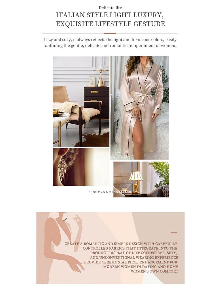 2025 Lightweight Women's Ice Silk Cardigan Robe - Elegant Home Fashion Wear