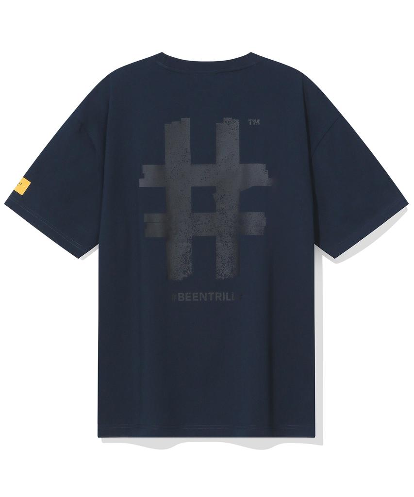 BEENTRILL Stamp Hashtag Oversized Short Sleeve T-Shirt (Charcoal)